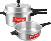 Prestige Aluminum Pressure Cooker Set Of 2-Piece, Silver, MPP10103