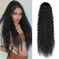Ponytail Extension, 24 Inch Drawstring Ponytail Women's Hair Extension, Curly Wave Shaped Ponytail Natural Wave Shaped Synthetic Wig, Women's Daily Use For Parties Lightinthebox - thumbnail