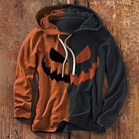 Men's Pullover Hoodie Sweatshirt Green Orange Gray Hooded Color Block Pumpkin Graphic Prints Patchwork Print Sports  Outdoor Daily Sports 3D Print Streetwear Designer Casual Spring   Fall Clothing Lightinthebox - thumbnail