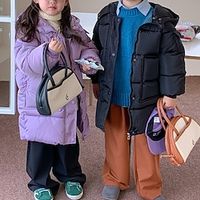 Kids Girls' Down Coat Solid Color Cool Zipper Outdoor Coat Outerwear 4-12 Years Spring Black White Yellow Lightinthebox - thumbnail