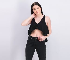 Womens Plain Sleeveless Top  Black