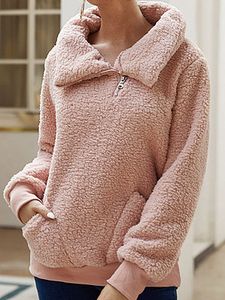 Casual Plain Long Sleeve Sweatshirt