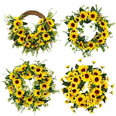 Fall Wreaths Simulation Wreath Sunflower Autumn Harvest Thanksgiving Festival Ring Door Decoration Pendant 45cm for Home Decor Farmhouse Indoor Outdoor Window Autumn Thanksgiving Decoration miniinthebox