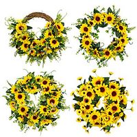 Fall Wreaths Simulation Wreath Sunflower Autumn Harvest Thanksgiving Festival Ring Door Decoration Pendant 45cm for Home Decor Farmhouse Indoor Outdoor Window Autumn Thanksgiving Decoration miniinthebox - thumbnail