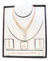 Bridal Set - Zircon Studded Necklace-Pair of Earrings-Ring and Zircon Bracelet - A18146