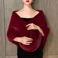 Faux Fur Wraps Shawls Women's Wrap Pure Elegant Sleeveless Terylene Wedding Wraps With Feathers  Fur For Wedding Fall  Winter Lightinthebox - thumbnail
