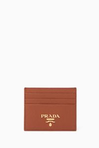 Metal Logo Cardholder in Saffiano Leather