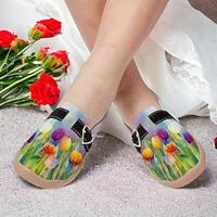 Women's Flats Slippers Slip-Ons Print Shoes Canvas Shoes Daily Vacation Travel Floral Contrast Color Flowers Buckle Flat Heel Round Toe Vacation Casual Comfort Canvas Loafer Buckle Colorful Lightinthebox