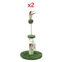 M-Pets My First Cat Tree Feather Green (Pack of 2)