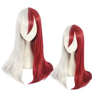 Cosplay Costume Wig Cosplay Wig Todoroki Shoto My Hero Academia / Boku No Hero Straight Middle Part With Bangs Wig Very Long Red Synthetic Hair 26 inch Women's Anime Cosplay Exquisite Red White miniinthebox