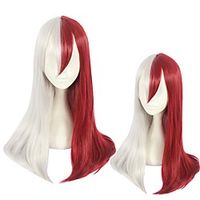 Cosplay Costume Wig Cosplay Wig Todoroki Shoto My Hero Academia / Boku No Hero Straight Middle Part With Bangs Wig Very Long Red Synthetic Hair 26 inch Women's Anime Cosplay Exquisite Red White miniinthebox - thumbnail