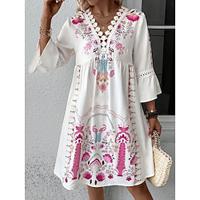 Women's V Neck Midi Dress Short Sleeve Summer Spring Lightinthebox