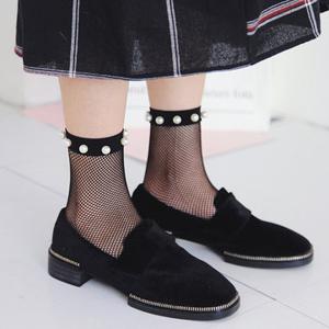 Women Pearl Fishnet Socks Breathable Ruffle Mesh Socks Punk Sexy Lace Ankle Sock