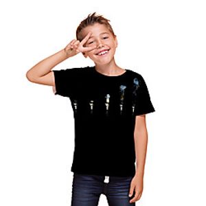 Kids Boys' T shirt Tee Short Sleeve 3D Print Cartoon Graphic Unisex Print Black Children Tops Summer Active Daily Wear Regular Fit 3-12 Years miniinthebox