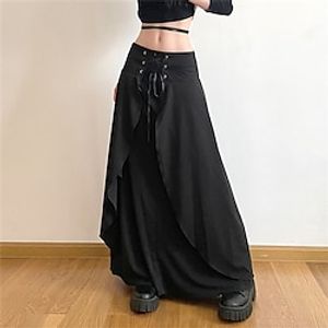Women's Skirt Maxi Black Skirts Fall  Winter Ruched Ruffle Drawstring Fashion Elegant Casual Street Daily S M L Lightinthebox