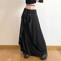 Women's Skirt Maxi Black Skirts Fall  Winter Ruched Ruffle Drawstring Fashion Elegant Casual Street Daily S M L Lightinthebox - thumbnail