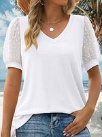 V-neck Casual Loose Hollow Stitching Short-sleeved T-shirt