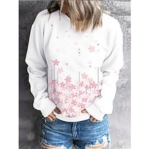Women's Sweatshirt Pullover Active Sportswear Print White Blue Leopard Floral Casual Sports Round Neck Long Sleeve Top Micro-elastic Fall  Winter Lightinthebox