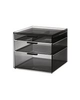 Sarrah Tanno RPET 3 Drawer Cosmetic Organizer Tall Matte Black