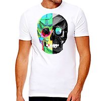 Men's Unisex Tee T shirt Hot Stamping Graphic Prints Skull Plus Size Print Short Sleeve Casual Tops Cotton Basic Designer Big and Tall White miniinthebox - thumbnail