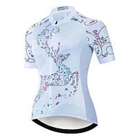 21Grams Women's Short Sleeve Cycling Jersey Summer Spandex Polyester White Deer Animal Bike Jersey Top Mountain Bike MTB Road Bike Cycling Quick Dry Moisture Wicking Breathable Sports Clothing Apparel miniinthebox - thumbnail