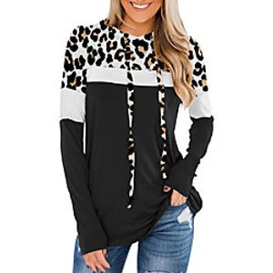 Women's Hoodie Sweatshirt Color Block Leopard Patchwork Print Daily Sports Active Streetwear Hoodies Sweatshirts  Blushing Pink Green Black miniinthebox