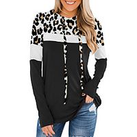 Women's Hoodie Sweatshirt Color Block Leopard Patchwork Print Daily Sports Active Streetwear Hoodies Sweatshirts  Blushing Pink Green Black miniinthebox - thumbnail