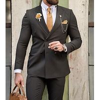 Black Men's Wedding Suits Striped 2 Piece Business Formal Tailored Fit Double Breasted Six-buttons 2024 Lightinthebox Black Men's Wedding Suits Striped 2 Piece Business Formal Tailored Fit Double Breasted Six-buttons 2024 Lightinthebox