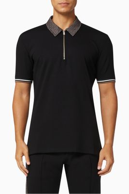 Sport Slim Fit Polo in Printed Double Knit Jersey Sport Slim Fit Polo in Printed Double Knit Jersey
