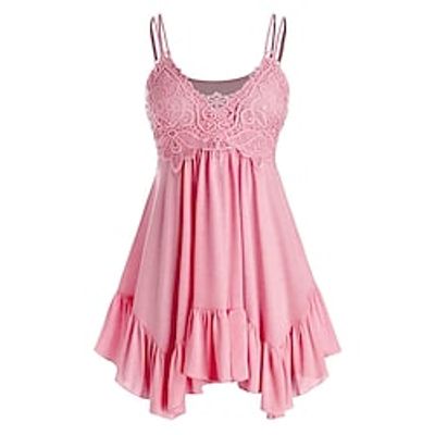 Women's Plus Size Tops T shirt Plain Backless Ruffle Sleeveless V Neck Streetwear Daily Going out Polyester Spring Summer Green Black Lightinthebox Women's Plus Size Tops T shirt Plain Backless Ruffle Sleeveless V Neck Streetwear Daily Going out Polyester Spring Summer Green Black Lightinthebox
