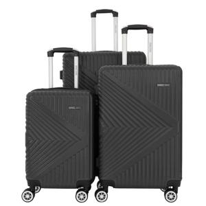 PARA JOHN Premier 3-Piece Luggage Set: Sleek ABS + PC Shell, Effortless Glide with 8 Spinner Wheels - BLACK