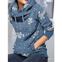 Women's Hoodie Sweatshirt Pullover Basic Front Pocket Green Blue Floral Casual Hoodie Long Sleeve S M L XL XXL Lightinthebox - thumbnail