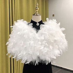 Faux Fur Wraps Shawls Bolero Bridal's Wraps Ladies Elegant  Luxurious Keep Warm Sleeveless Faux Fur Wedding Wraps With Feathers  Fur For Formal Winter Lightinthebox