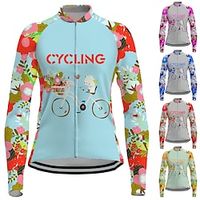 21Grams Women's Cycling Jersey Long Sleeve Bike Jersey Top with 3 Rear Pockets Mountain Bike MTB Road Bike Cycling Breathable Quick Dry Moisture Wicking Reflective Strips Yellow Red Blue Floral Lightinthebox - thumbnail