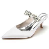 Women's Wedding Shoes Pumps Ladies Shoes Valentines Gifts White Shoes Wedding Party Valentine's Day Wedding Heels Bridal Shoes Bridesmaid Shoes Rhinestone Low Heel Pointed Toe Elegant Fashion Satin Lightinthebox