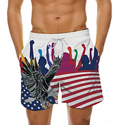 Men's Beach Shorts American US Flag  Stars And Stripes Bermuda shorts Designer Quick Dry Breathable Swimming Pool Casual Board Shorts Rainbow Graphic Prints Character Short 3D Print Drawstring Elastic miniinthebox