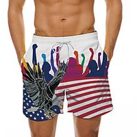 Men's Beach Shorts American US Flag  Stars And Stripes Bermuda shorts Designer Quick Dry Breathable Swimming Pool Casual Board Shorts Rainbow Graphic Prints Character Short 3D Print Drawstring Elastic miniinthebox - thumbnail