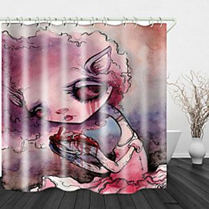 Scary Little Witch Print Waterproof Fabric Shower Curtain for Bathroom Home Decor Covered Bathtub Curtains Liner Includes with Hooks Lightinthebox