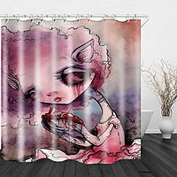 Scary Little Witch Print Waterproof Fabric Shower Curtain for Bathroom Home Decor Covered Bathtub Curtains Liner Includes with Hooks Lightinthebox - thumbnail