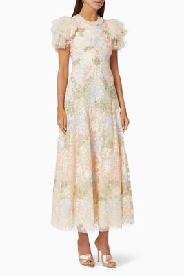 Elin Blossom Ankle Gown in Floral Tulle Elin Blossom Ankle Gown in Floral Tulle