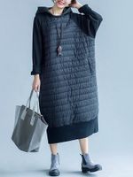 Patchwork Thicken Hooded Women Dresses