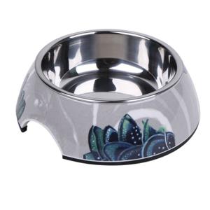 Pawsitiv Round Classic Design Bowl Blue Leaf Small