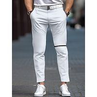 Men's Trousers Chinos Chino Pants Zipper Button Pocket Plain Comfort Breathable Outdoor Daily Going out Cotton Blend Fashion Casual White miniinthebox