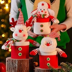 Fashion Cute Christmas Plush Candy Apple Container Sugar Storage Box Santa Snowman Stuffed Toll Covers for Xmas Decoration. Lightinthebox
