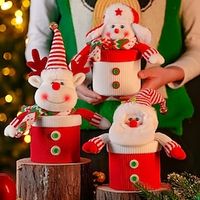 Fashion Cute Christmas Plush Candy Apple Container Sugar Storage Box Santa Snowman Stuffed Toll Covers for Xmas Decoration. Lightinthebox - thumbnail