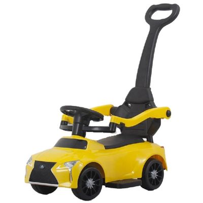 Megastar Lexus Style Pull And Pushing Bar Musical Kids Ride On 3 In 1 Deluxe Mega Car - Yellow (UAE Delivery Only)
