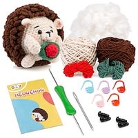 Crochet Kit for Beginners, Beginner Crochet Starter Kit with Step-by-Step Video Tutorials, Beginner Crochet Kit for Adults Kids, Knitting Kit for Beginners Knitted Cartoon Hedgehog Doll Ornaments Handmade Crochet Wool Woven Material Bag Lightinthebox - thumbnail