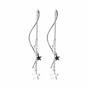 dainty star tassel threader drop earrings sterling silver for women girls cute long chain dangle earring ear line fashion jwewlry hypoallergenic Lightinthebox