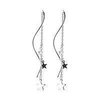 dainty star tassel threader drop earrings sterling silver for women girls cute long chain dangle earring ear line fashion jwewlry hypoallergenic Lightinthebox - thumbnail