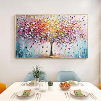 Large Palette Knife Tree painting hand painted Wall art Modern Abstract Colorful Tree Oil Painting On Canvas Rich Texture corlorful tree painting for Living Room Wall Decor Red Pink Blue Lightinthebox